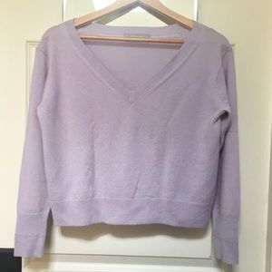 Lavender Cashmere Cropped V-neck